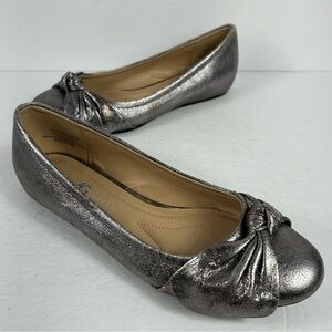 Andrew Geller Womens Philana Ballet Flats Metallic Silver Slip On Casual Comfort